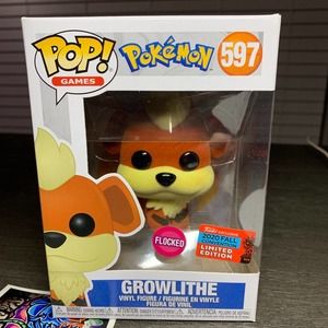 Funko Pop! Games Pokemon Flocked Growlithe #597 2020 NYCC Exclusive